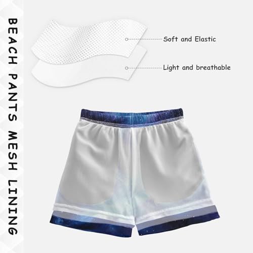 Pigsaly Boys' Swim Board Shorts Star Blue Purple Galaxy Boy's Swim Trunks Kids Swimwear 2T4