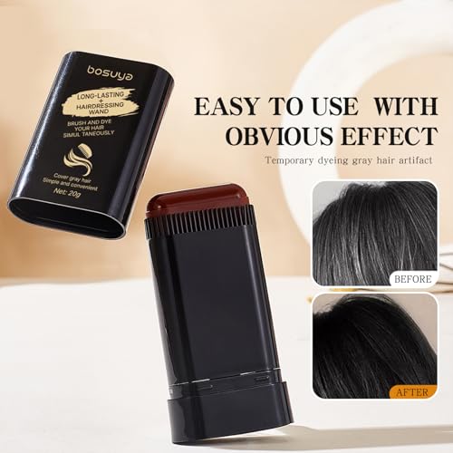 Image of 2 Pack Easy to Use Hair Color Stick Black Waterproof and Sweat-Proof Hair Dye Stick for Gray Coverage,Gray Hair Cover Temporary Hair Dye Wand for Quick Root Touch Up