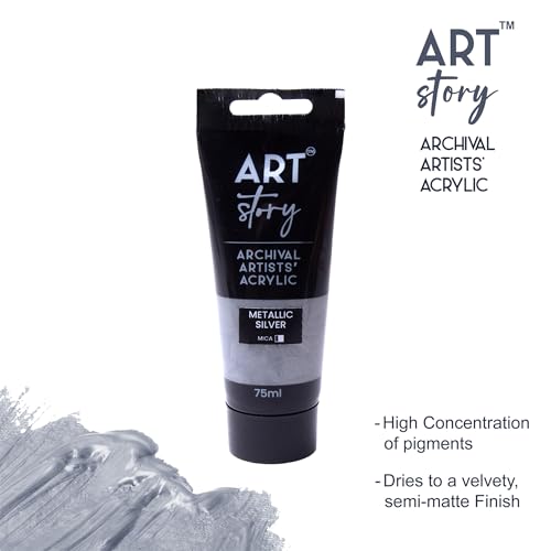 Image of Itsy Bitsy Art Story Metallic Artists Acrylic Colour Silver 75ml Tube