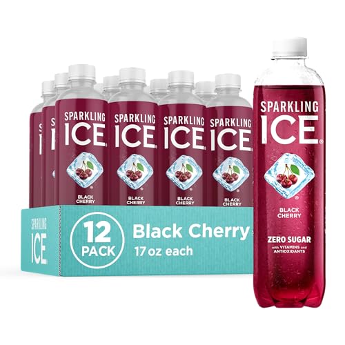 Sparkling Ice, Black Cherry Sparkling Water, with Antioxidants and Vitamins, Zero Sugar, 17 fl oz Bottles (Pack of 12)