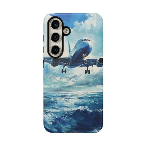 Coque Samsung S24 cadeau idéal motif avion océan peinture à l'huile