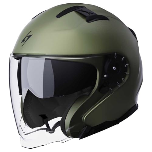 Casque jet moto Stormer Rival Kaki Mat L aux finitions soignées