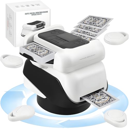 Valdera 2-in-1 Automatic Card Shuffler and Dealer Machine with with 4 Wireless Remotes,Multi-Size Carrd Compatibility, Rechargeable Card Shuffler and Deale Machine for 8 Players Poker Games