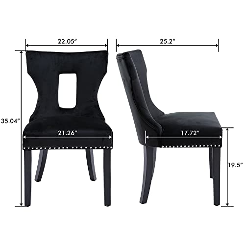Gotminsi Velvet Dining Chairs Set Of 2, Dining Room Chairs With Nailhead Rivet Trim Design,Upholstered High Back Dining Chairs For Kitchen Dining Room Mid Century Modern Living Room Chairs，Black #TOP1