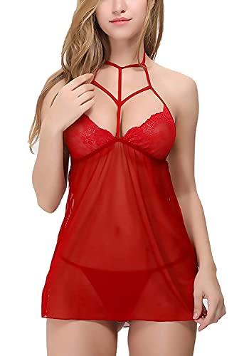 Robe baby doll rouge mi-longue taille unique pour femme élégante au quotidien