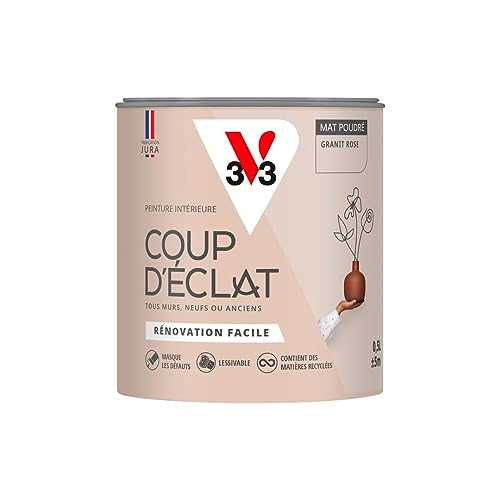 V33 Peinture murale intérieure Coup d'Éclat® Granit rose Mat Poudré 0,5L