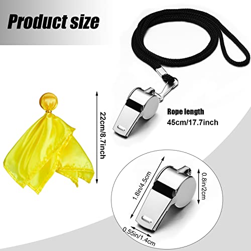 3 Pcs Children's Kids Referee Shirt Costume, Black And White Stripe Umpire Jersey Stainless Steel Whistle With Lanyard Yellow Penalty Flag For Basketball Football Halloween Costume (Crew Neck, S) #TOP3