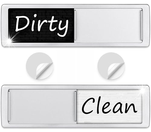 Dishwasher Magnet Clean Dirty Sign Shutter Only Changes When You Push It Non-Scratching Strong Magnet or Adhesive Options Indicator Tells Whether Dishes are Clean or Dirty (Tiles White/Black)