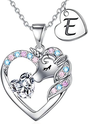 IEFIRCH Unicorn Gifts for Girls Age 6-8 - Unicorn Necklace for Girls | E Initial Necklaces for Girls Teen Girls | Unicorns Gifts for Girls Kids Little Girls Jewelry | Birthday Gifts for Girls Necklace