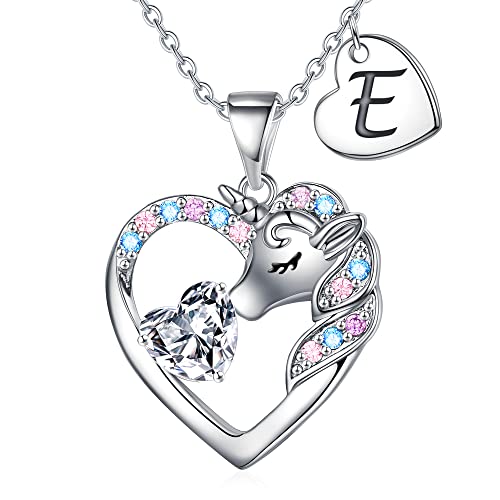 Iefirch Unicorn Gifts For Girls Age 6-8 - Unicorn Necklace For Girls | E Initial Necklaces For Girls Teen Girls | Unicorns Gifts For Girls Kids Little Girls Jewelry | Birthday Gifts For Girls Necklace #TOP2