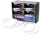 iJDMTOY 4pc Set 7-Color RGB LED Angel Eye Halo Rings w/Remote Compatible with BMW E39 E46 3 5 7 Series Xenon Trim