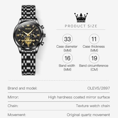 Image of OLEVS Womens Watches Chronograph Luxury Diamond Dress Analog Quartz Wrist Watches Stainless Steel Waterproof Luminous Ladies Watch
