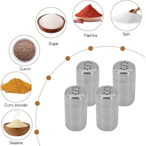 RXKFIGX 4 PCS Mini Salt and Pepper Shakers Set, Stainless Steel Small Spice Shakers - Image 3