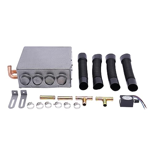 Fronimo 12v Car Heater, UTV Heater Kit Universal 12v Underdash Heater with 12 Thick Copper Pipes, 4-hole, Stepless Adjustment Knob for Truck Excavators Harvesters