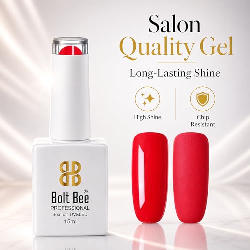 Image of Bolt Bee Orange Red Color Gel Nail Polish Soak Off UV Gel 15ML DIY at Home Manicure Salon Nail Art