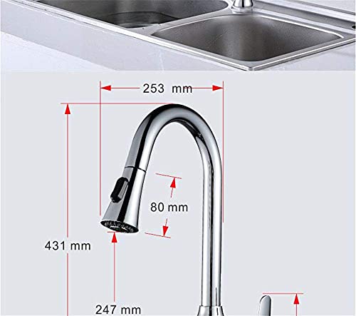 Mélangeur eau chaude robinet de cuisine en finition durable avec douchette rétractable