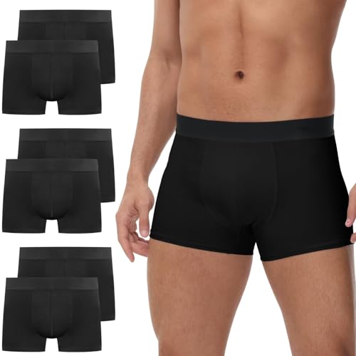 NAWOBAM Boxershorts Herren Schwarz 6 Pack Baumwolle Unterhosen Männer Ohne Kratzenden Zettel Retroshorts Unterwäsche Boxer XXL