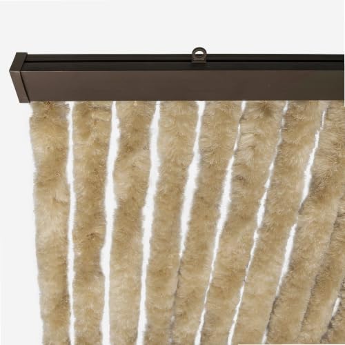 Rideau chenille beige pour protéger la cuisine des mouches