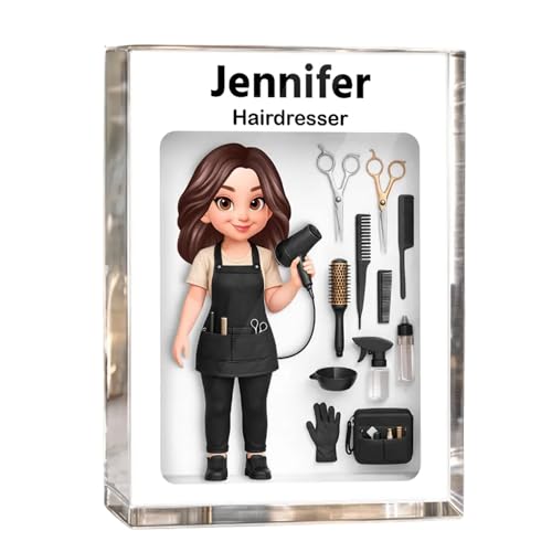 Hairdresser 3D Action Figure - Personalized Acrylic Block Plaque, Decor Hair Salon, HairSalon Gift for Hairstylist, Barber, Cosmetologist, Haircut Lover