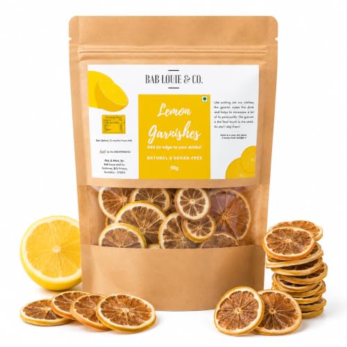 Image of Bab Louie & Co. Lemon Dehydrated Fruits Garnishes For Cocktail, Mocktail, Detox Water, Green Tea, Snacks | Air Dried | Gluten Free | Vegan | No Sugar | 100% Natural | Zero Preservatives | 50 gm
