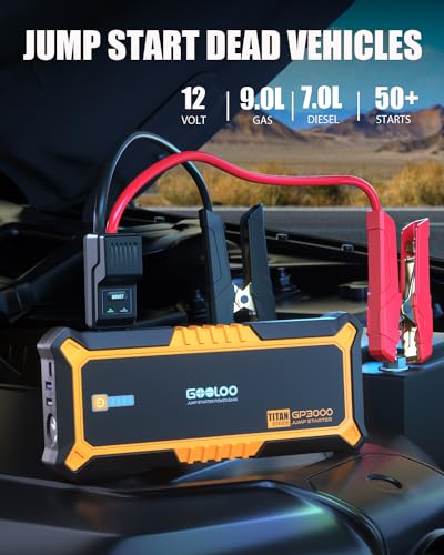 GOOLOO Portable GP3000 & GP4000 Car Jump Starters for 12 Volt Automotive Batteries,Jump Box Power Pack with USB Quick Charge & Flashlight