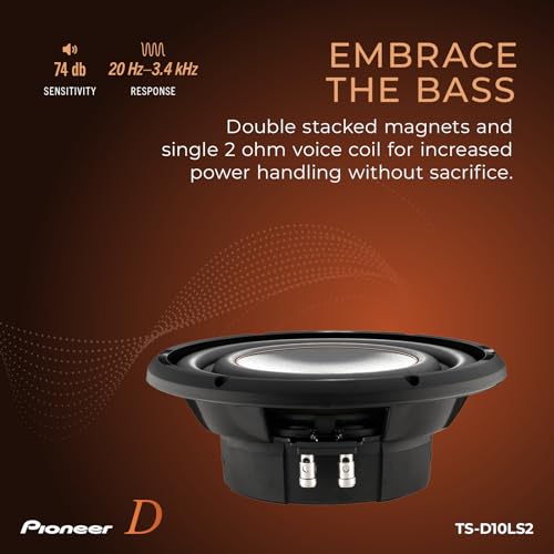 Image of PIONEER D-Series TS-D10LS2 Shallow-Mount 10 inch Subwoofer 1200W Max