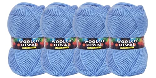 Woolco Oswal Brilon Acrylic Hand Knitting Yarn Balls Pack of 4 (50g Each) -Soft Wool Yarn for Knitting, Craft, DIY Projects, Sweaters, Scarves, Multicolor Wool Thread for Home Use (ICY Lavender)