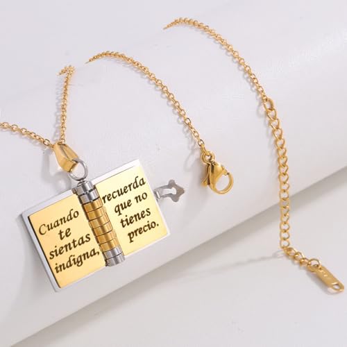 Mi Pequeña Estrella Book Necklace for Daughter, Spanish My Little Star Stainless Steel Engravable 6-Page Openable Adjustable Pendant Gift for Daughters Granddaughter2