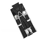 SZOMH Hosenträger für Herren 2 5 cm Wide x Back Unisex Dot Hosenträger Männer Frauen Verstellbare Elastische Kinder Kinder Hosen Halter Hochzeitskleidung (Color : Black dot-65cm)