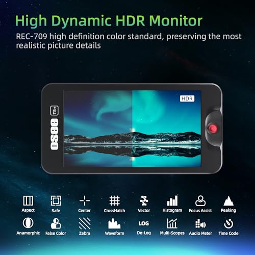 Image of osee T5+ 5.5 Inch 1000nits Camera Monitor, Customizable False Color Field Monitor, HDR 4K HDMI Input 8 MySets Preview Workflow DSLR Monitor, Peaking Focus Assist, 3D Lut (Battery Not Included)