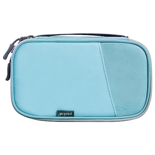 pack all Pencil Pen Case, Portable Pencil Pouch with Zipper, Compact Stationery Bag Makeup Bag, Pencil Bag for Home Office (Blue)