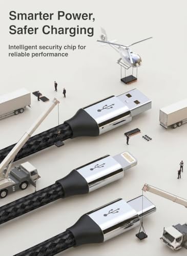 Image of Wayona All in One 6-in-1 Charging Cable, USB-A & Type-C to Type-C, Lightning, Micro-USB, Fast Charging Lightup Cable 60W for iPhone,Android,Power Bank & Laptop
