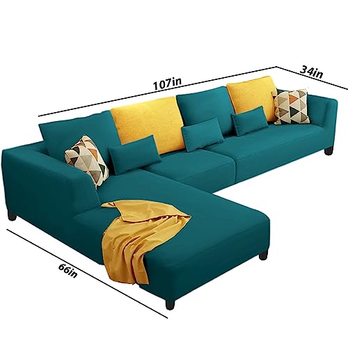 Image of Galib LHS 6 Seater L Shape Sofa Set for Living Room (Pine) Premium Fabric