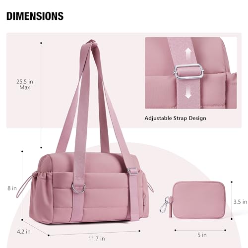 Image of ROULENS Small Gym Bag for Women 2 Set Mini Gym Duffle Bag with Wet Compartment and Coin Wallet, Gym Tote Bag for Workout /Sport /Travel