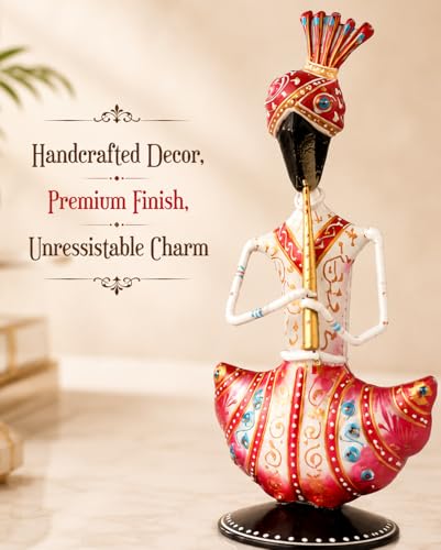 Image of Rajasthani Musician Figurine Handcrafted Sitting Sardar Showpiece | Traditional Indian Art Decor for Home, Living Room, Office, Shelf & Table Decoration