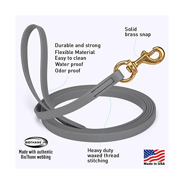 Viper K9 Biothane Working Dog Leash Waterproof Lead for Tracking Training Schutzhund Dog Sport & Search – Odor-Proof Long Line with Solid Brass Snap for Puppy Medium and Large 5/8″ x 33ft Grey Viper K9 Biothane Working Dog Leash Waterproof Lead for Tracking Training Schutzhund Dog Sport & Search – Odor-Proof Long Line with Solid Brass Snap for Puppy Medium and Large 5/8″ x 33ft Grey