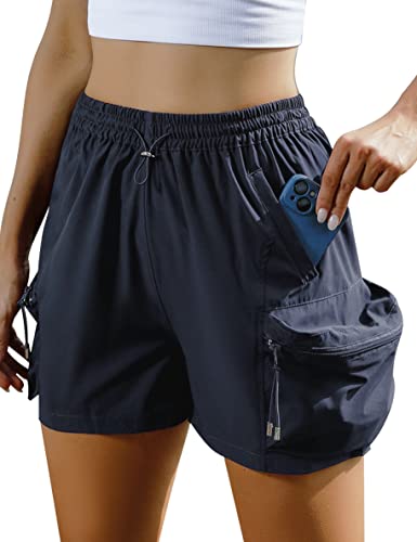 Cowasto Women's Hiking Shorts 5" Drawstring Wasit Shorts Loose Fit Summer Beach Shorts Workout Shorts Navy Blue Xl #TOP5