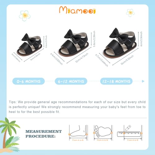 Image of Miamooi Infant Baby Girls Boys Sandals Summer Bowknot Crib Shoes Toddler Pu Leather Flower Soft Rubber Sole Dress Flats First Walker Shoes