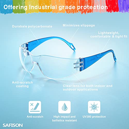 Safison 28 Pack Kids Safety Glasses, Ansi Z87.1 Child Size Protective Goggles In 7 Colors, Scratch And Impact Resistant Clear Lens Eyewear With Color Frame For Nerf Party/Science/School Projects #TOP3