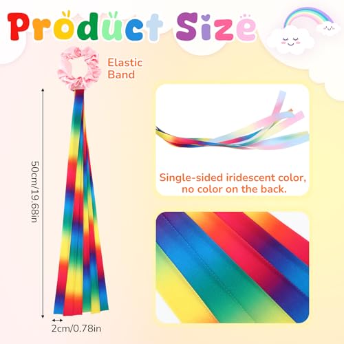 Image of VioraWhite 12 Pcs Rainbow Dance Ribbons for Kids Rainbow Rhythm Ribbons Elastic Wrist Streamers Hand Held Rhythm Streamers Gymnastics Dance Party Props for Adult Decor (0.8 x 19.7 Inch,Gradient)