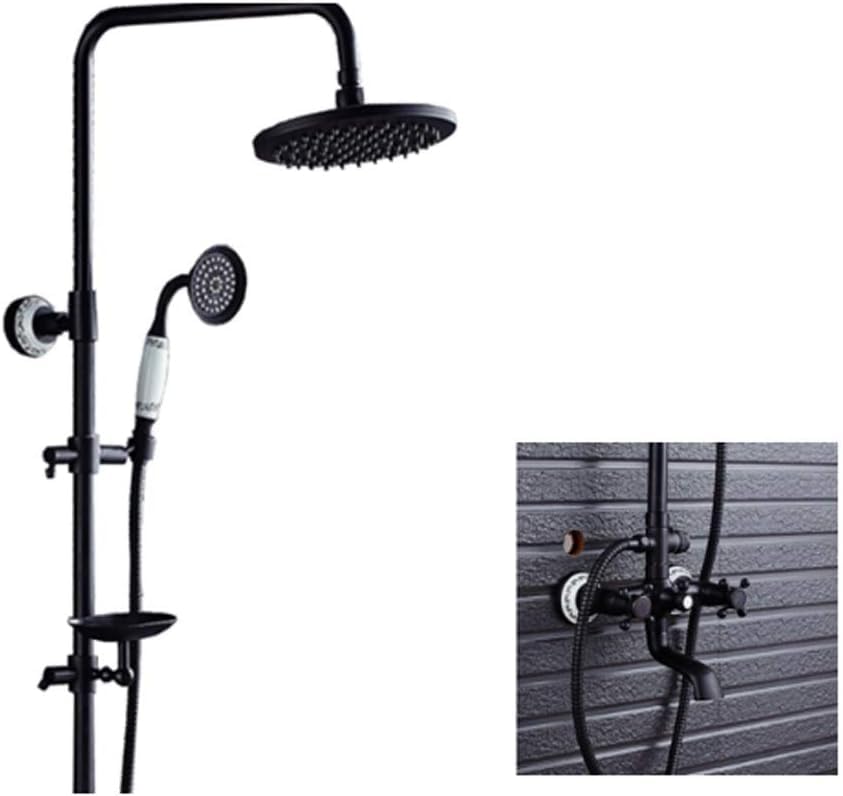 Mitigeur de douche noir avec douchette murale pour régler la température facilement