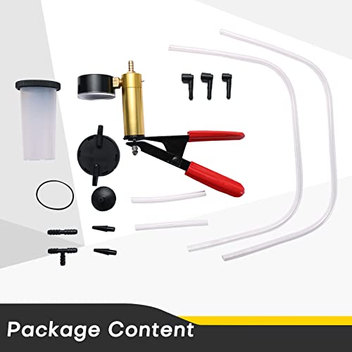 Acymner Brake Bleeder Kit with Handheld Vacuum Pump | 16PCS Brake and Clutch Bleeding System with Gauge Adapters, Automotive Brake Fluid Bleeding Set for Bike,Motorcycle, Car,Truck