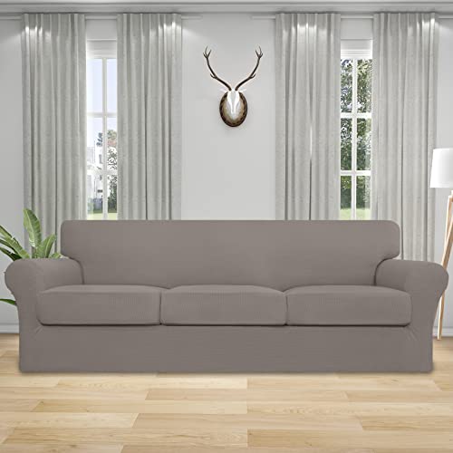 Housse de canapé extensible 4 pièces élasthanne 3 coussins - 3