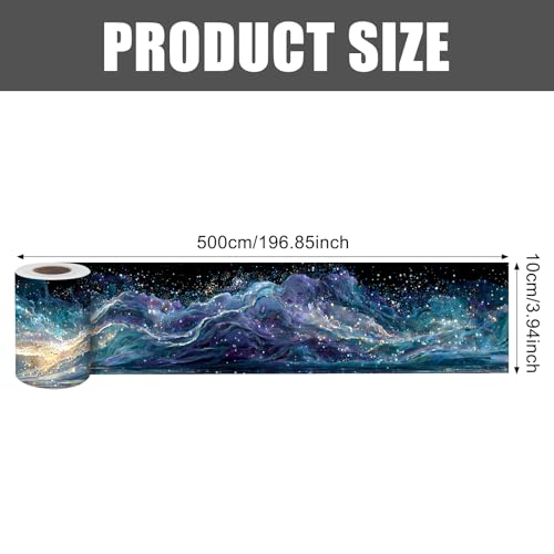 Image of Nuxovilar Starry Wave Abstract Peel Stick Border PVC 3.94x16.4'