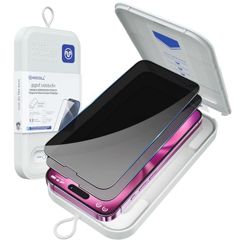 MOCOLL for iPhone 16 Plus Screen Protector, Anti-Spy Privacy Protection Ultra-Clear Tempered Glass 9H hardness, Magic Box Installation, Eye Protection Anti Glare, Case Friendly, 6.7 inch, 2 Packs MOCOLL for iPhone 16 Plus Screen Protector, Anti-Spy Privacy Protection Ultra-Clear Tempered Glass 9H hardness, Magic Box Installation, Eye Protection Anti Glare, Case Friendly, 6.7 inch, 2 Packs