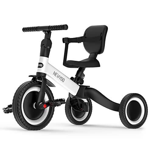 newyoo Toddler Bike with Backrest and Safety Belt, 3 in 1 Tricycles for