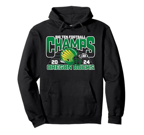 Oregon Ducks Big Ten Champs 2024 Football Helmet Black Pullover Hoodie