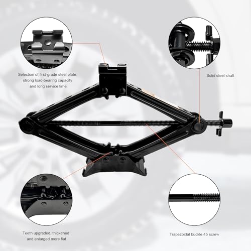 KVAEY Car Jack Kit, 2 Ton (4409 lbs) Scissor Jack Portable Tire Changing Tool with Lug Wrench, Heavy Duty Scissor Lift Jacks Universal Emergency Kit for Sedan SUV MPV, Car Accessories by KVAEY - Image 3