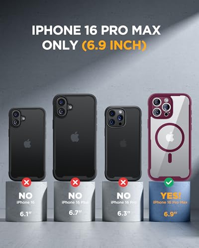 Image of miracase Privacy for iPhone 16 Pro Max Case, 25 Anti-Spy, Plum | Built-in Privacy Screen Protector, Compatible with MagSafe, Full Camera Protection, 360 Full Body Shockproof Phone Case 6.9 inch