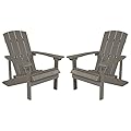 Flash Furniture Charlestown Poly Resin Adirondack Chair - Gray - All Weather - Indoor/Outdoor - Set of 2